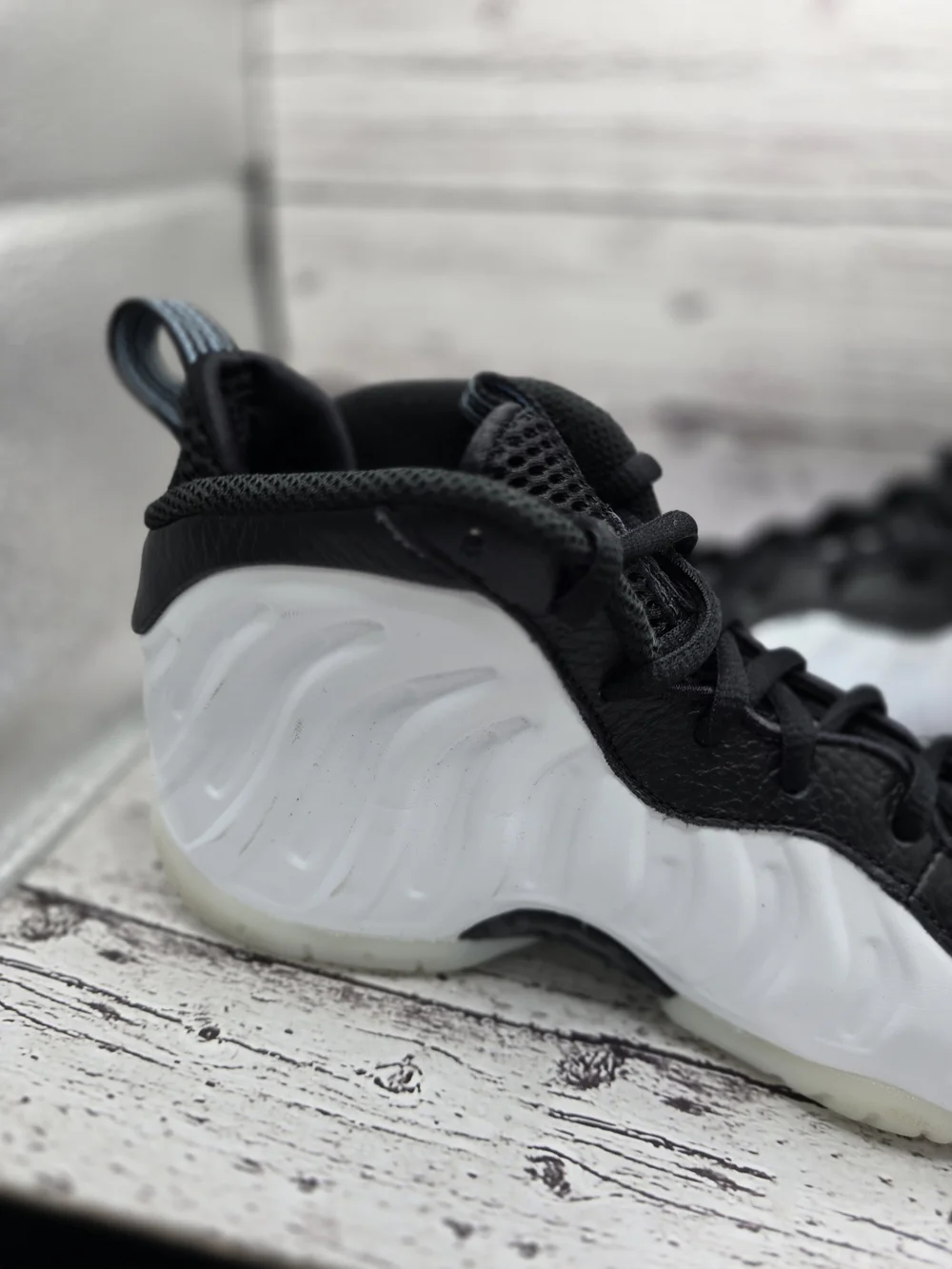 Nike Kids Black and White Foamposite-Style Sneakers